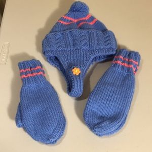 Hand Knit Child's Winter Hat + 2 Pairs Mittens